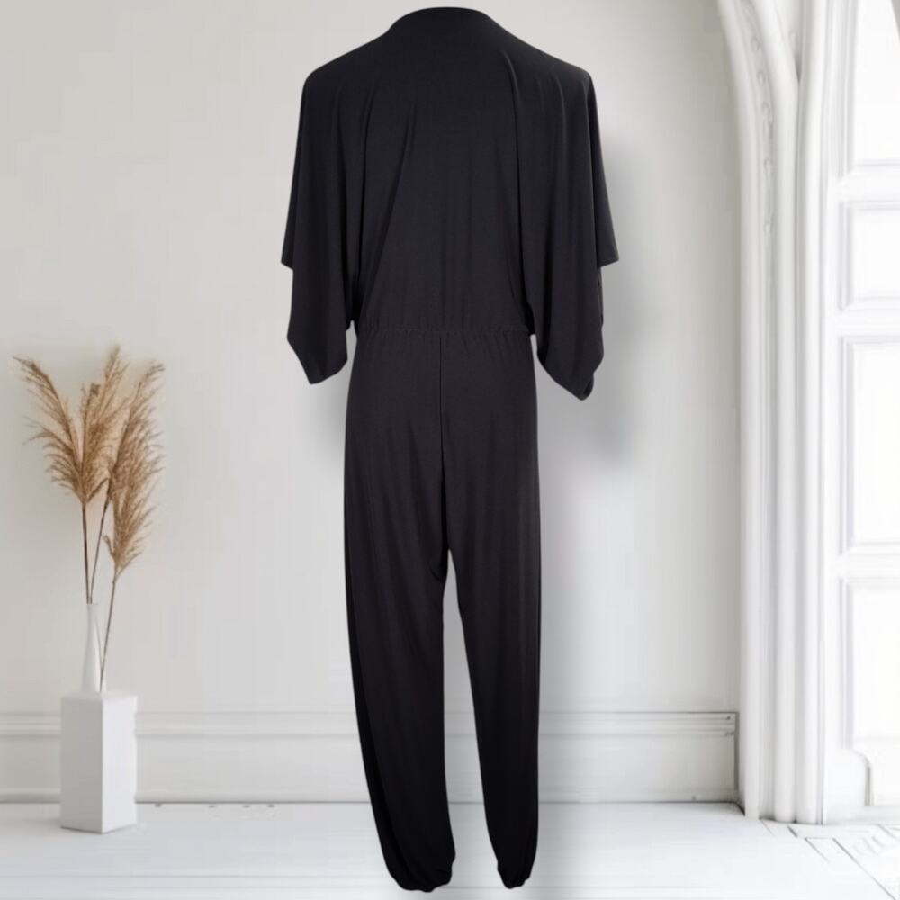 Norma Kamali Black Dolman Sleeve Jumpsuit Harem Tapered Minimalist M - Picture 3 of 12